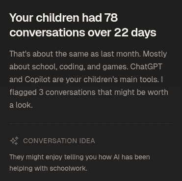 AI-generated summary of your child's conversations